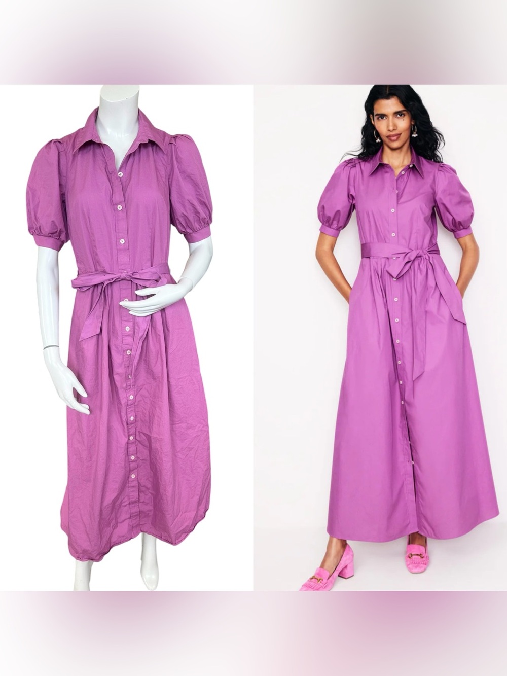 Boden Alexa Maxi Short Sleeve Collared Cotton Button Down Pink Dress Size 4R